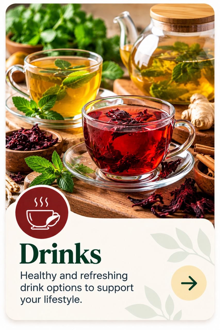 Drinks — healthy and refreshing drink options to support your lifestyle.